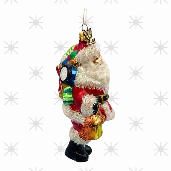 Fitz And Floyd 2008 Santa Glittered Christmas Ornament 6in 4in Hanger - Picture 2 of 7